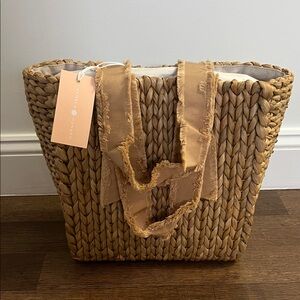 NWT Pamela Munson Camel Brown Petite Isla Bahia Fringe Tote